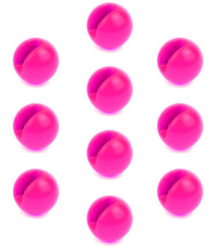 Slotted Tungsten Beads Perlen, Fluo Pink, Geschlitzt 10 Stück